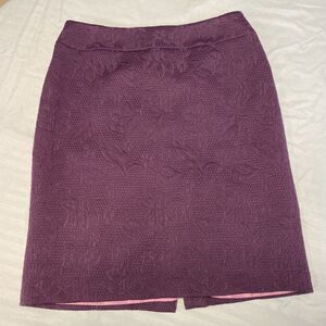 Vintage Nipon Boutique Skirt Purple Floral Jacquard Pencil Lined Petite 8P